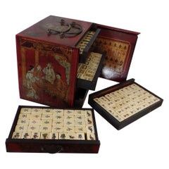 Antike komplette Guanyin Göttin Box Mahjong Set Gorgeous