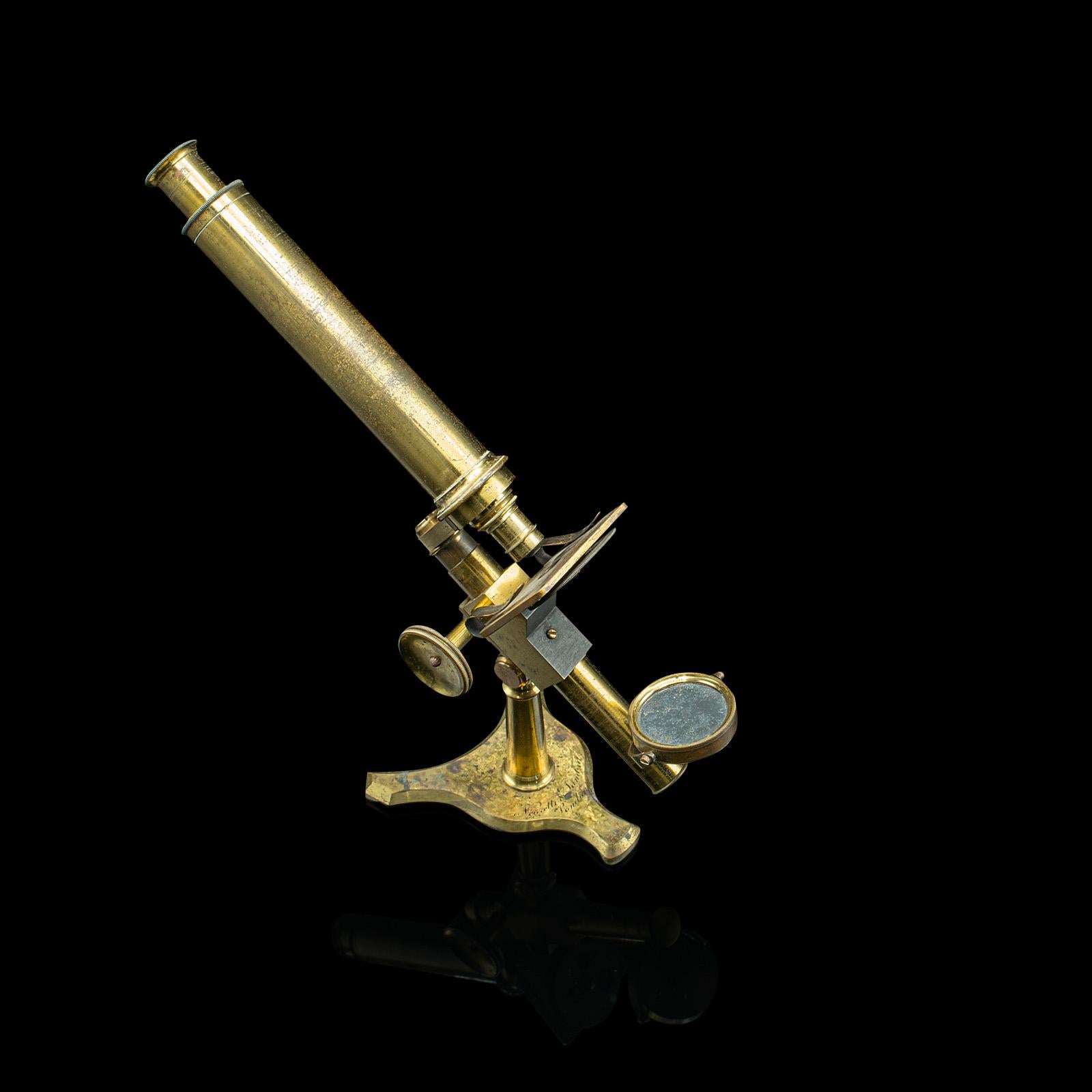 British Antique Compound Microscope, English, Instrument, Negretti & Zambra, Victorian