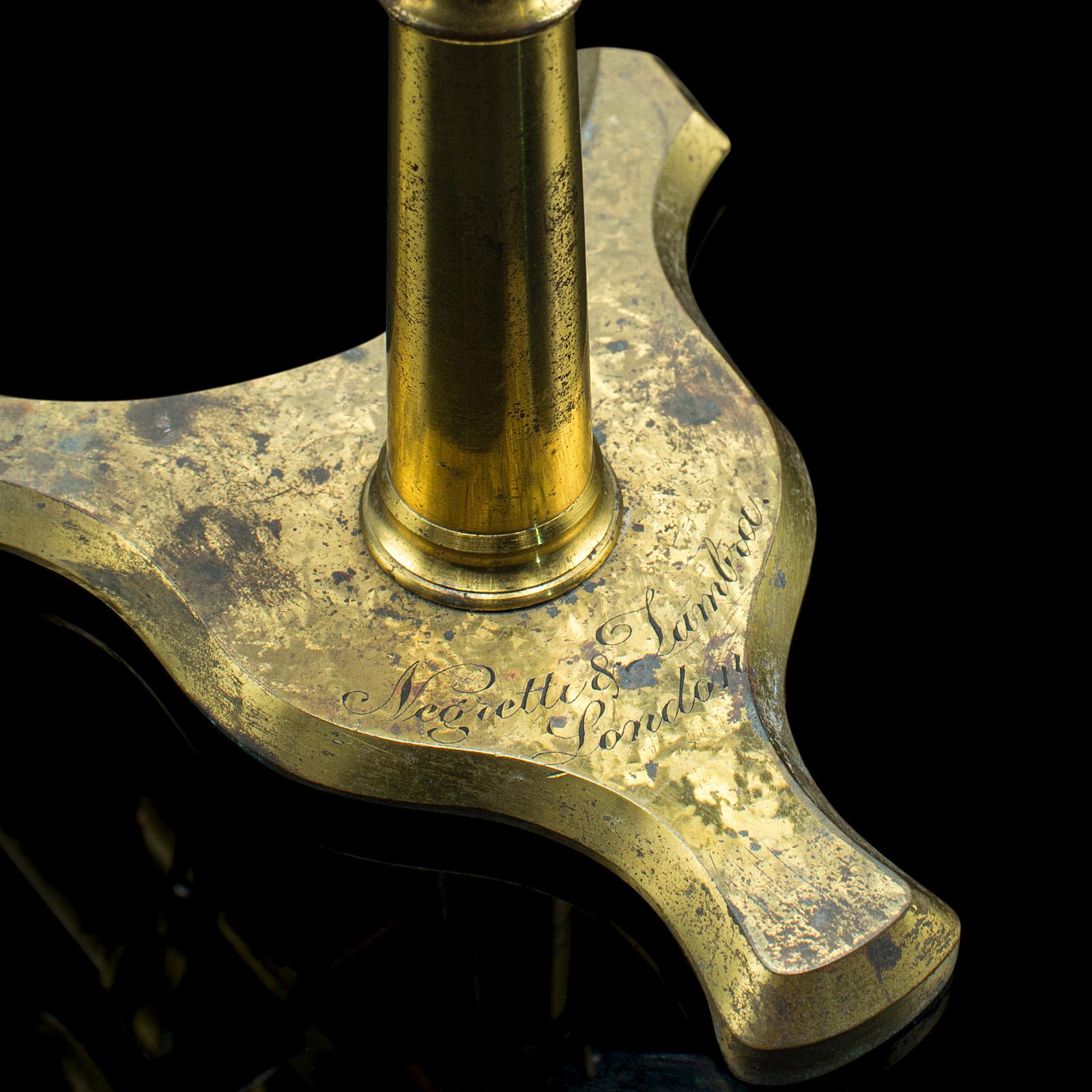 Brass Antique Compound Microscope, English, Instrument, Negretti & Zambra, Victorian