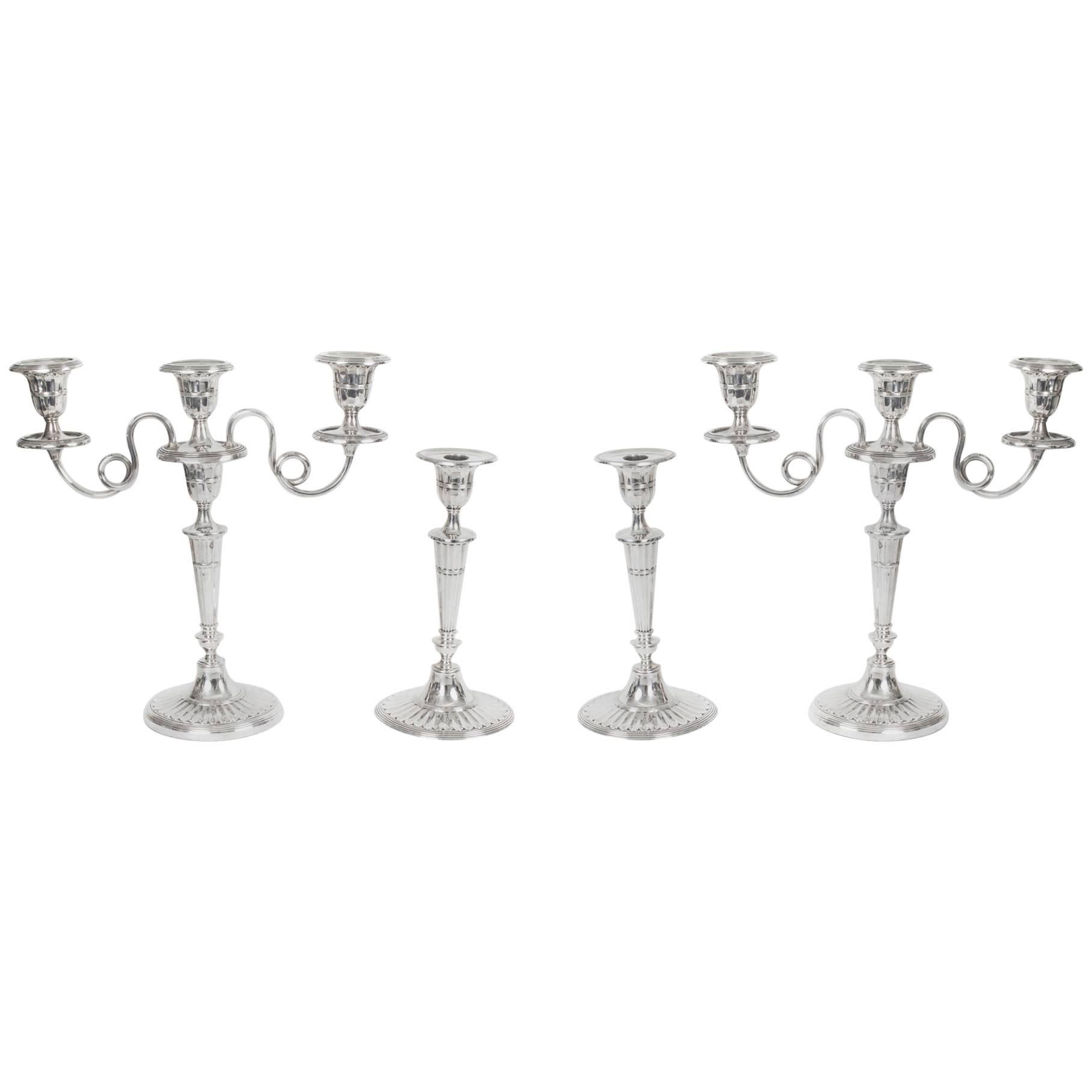Antique Comprising Pair of Candelabra and Candlesticks, 19th Century