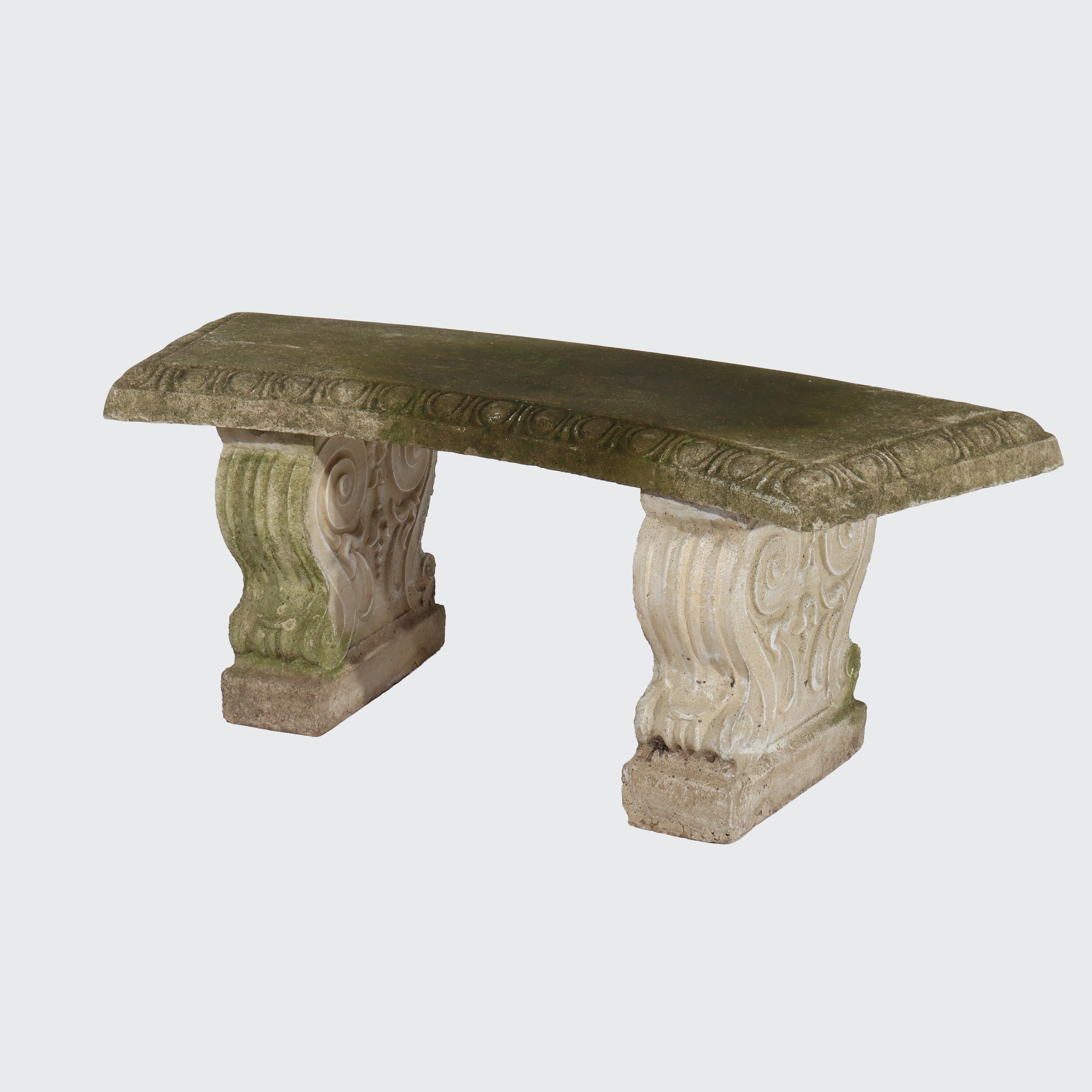 Antique Concrete Garden Bench Unsigned C1920 
Measures - 16 1/2