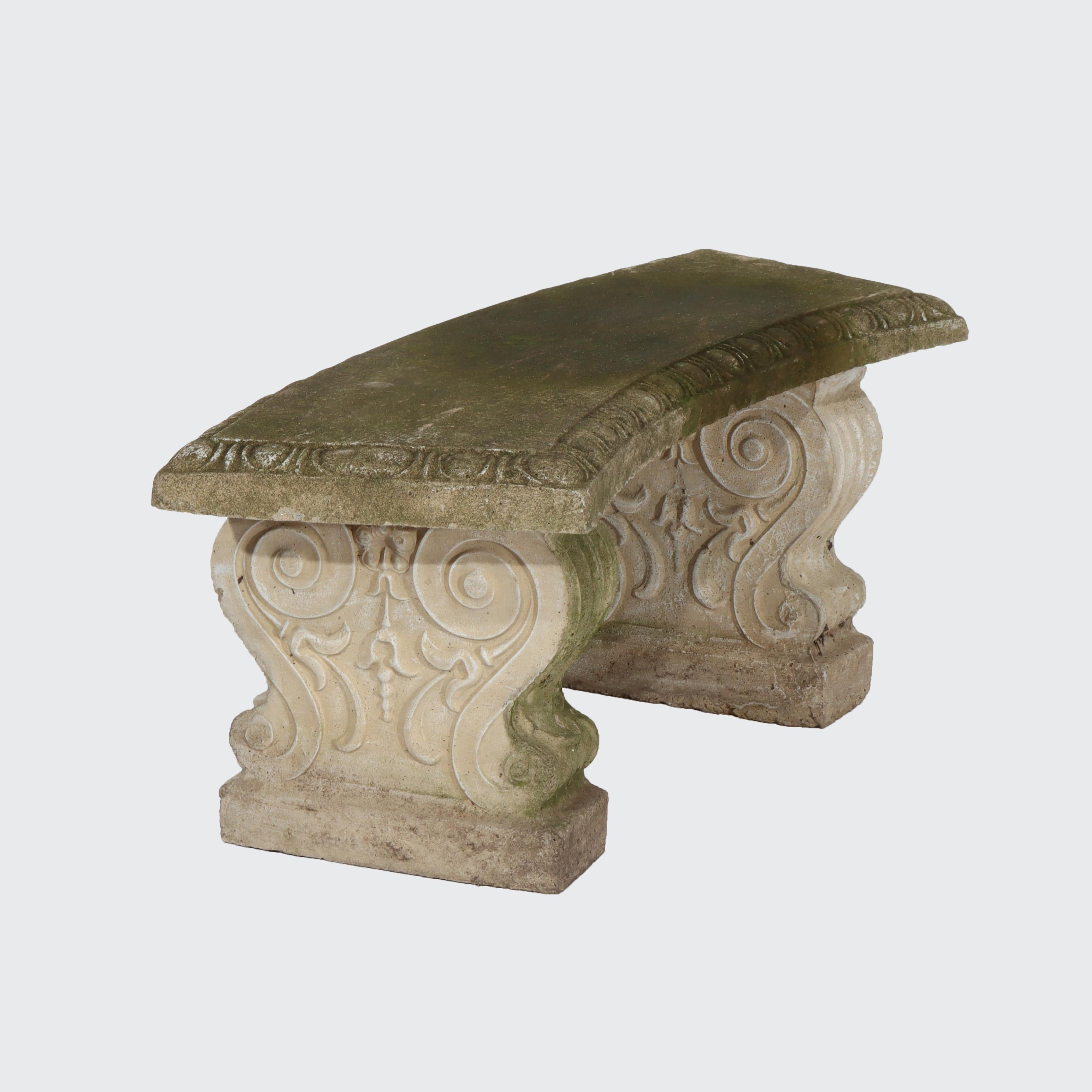 Antique Concrete Garden Bench C1920 In Good Condition For Sale In Big Flats, NY