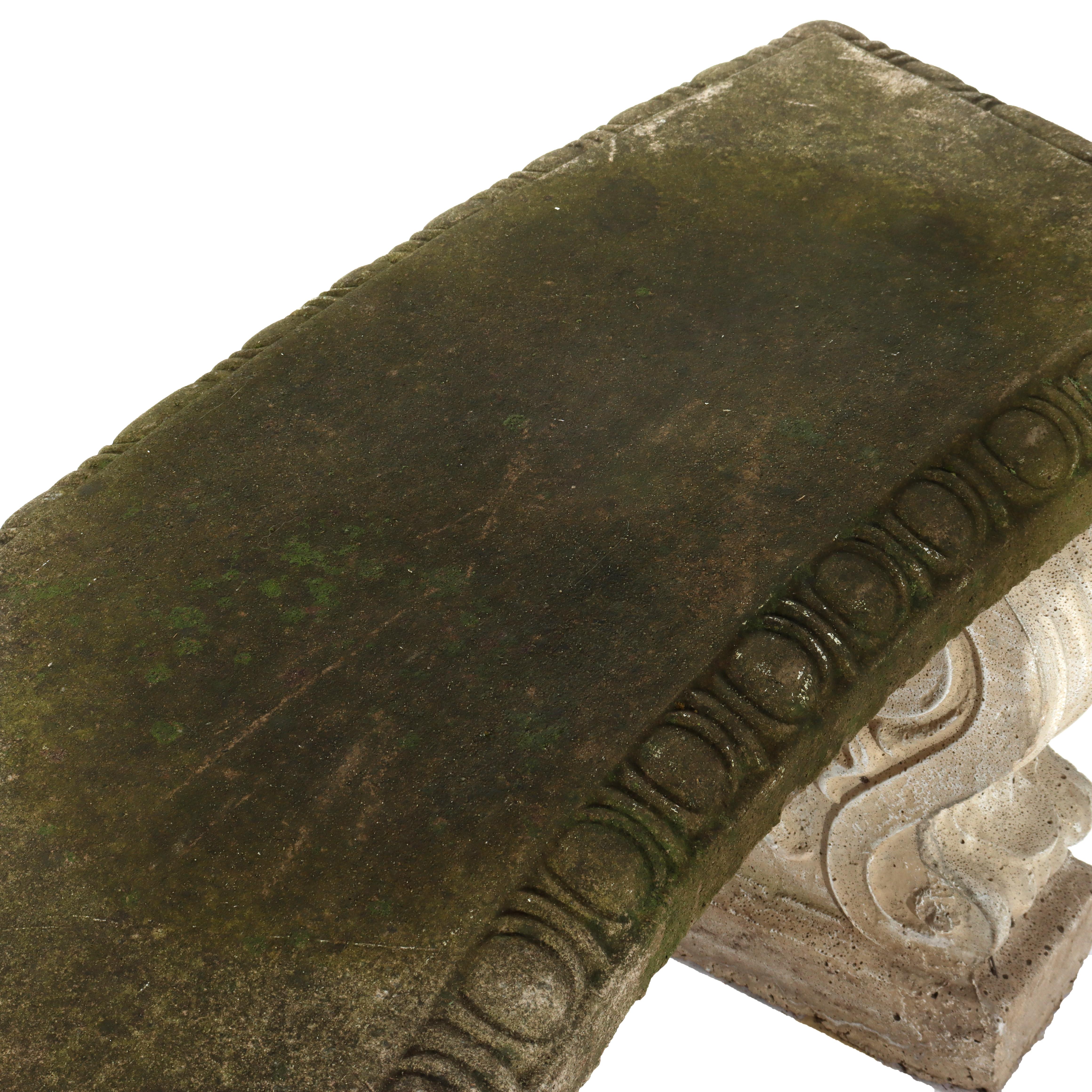 Cast Stone Antique Concrete Garden Bench C1920 For Sale