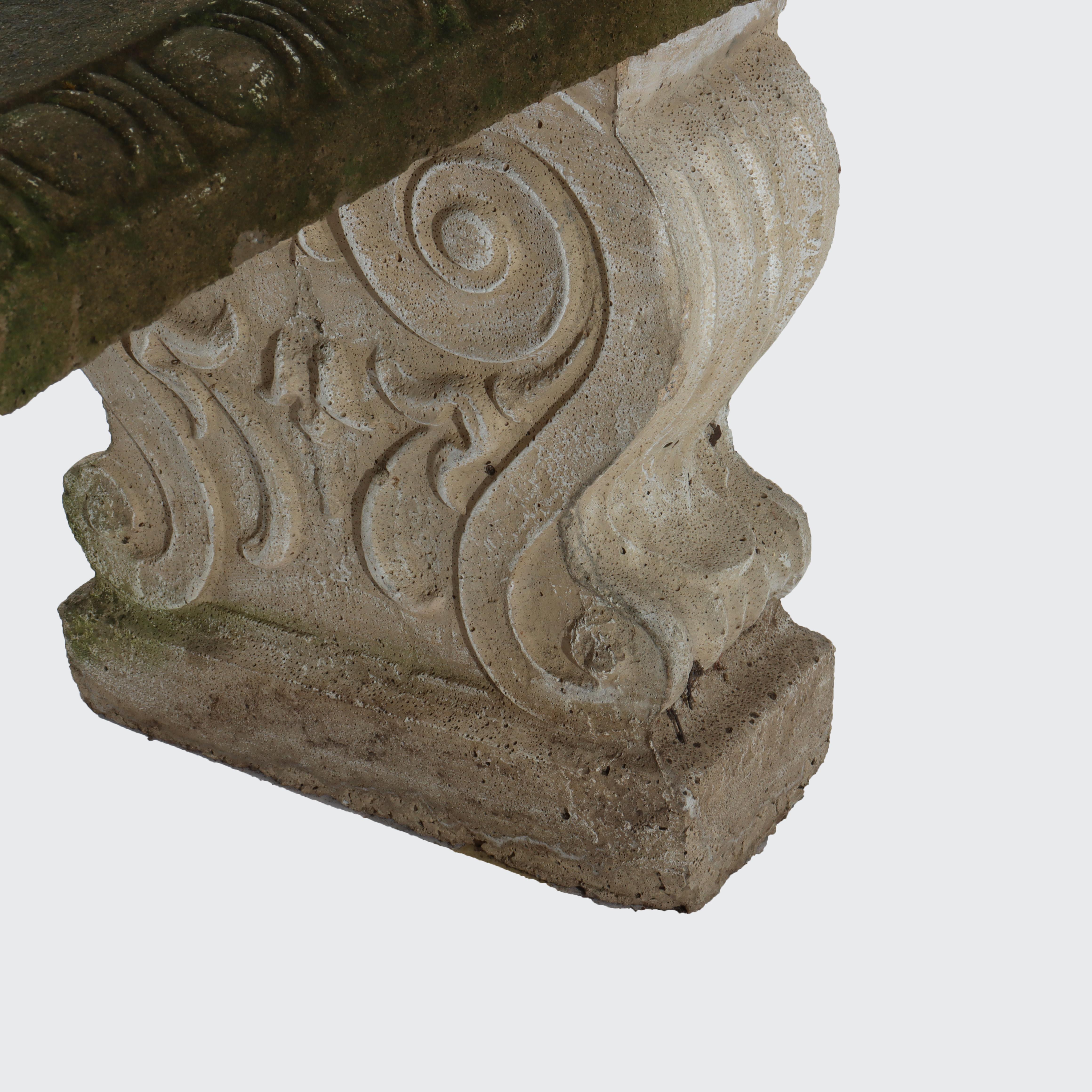 Antique Concrete Garden Bench C1920 For Sale 1
