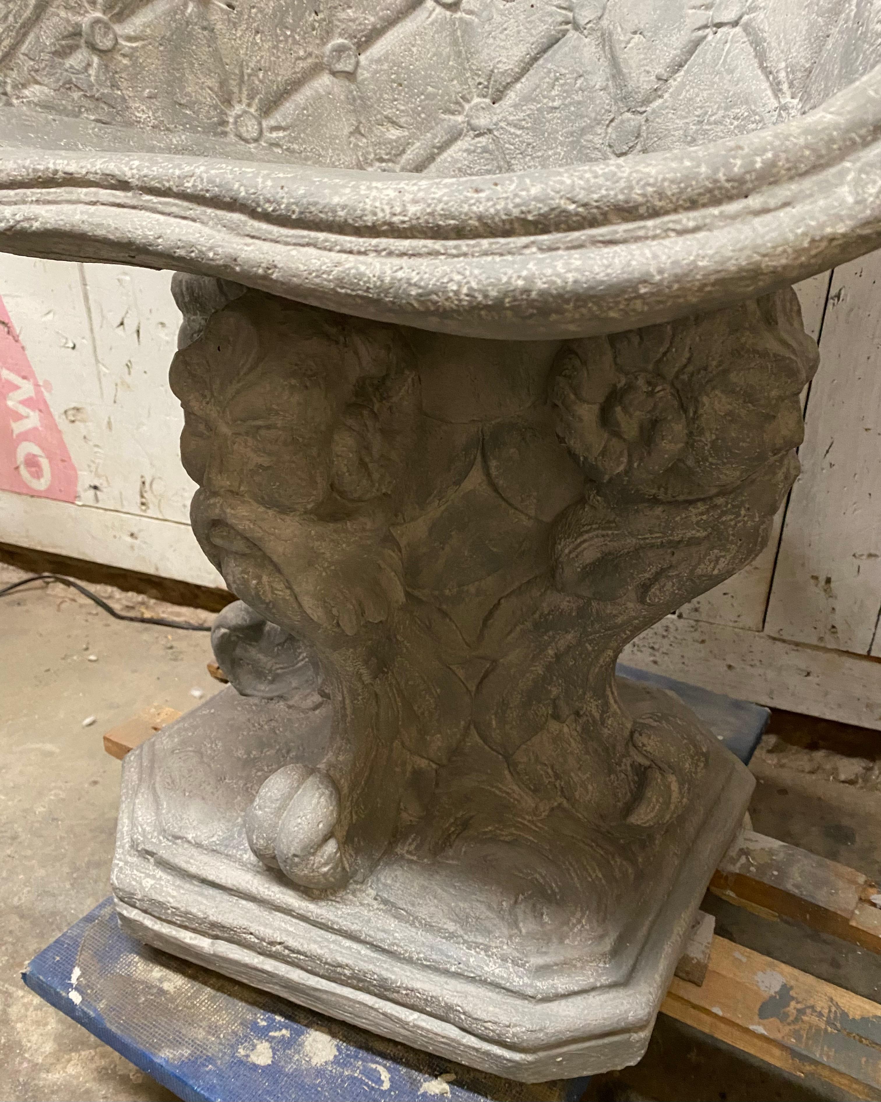 Neoclassical Revival Antique Concrete Garden Grotto Chair