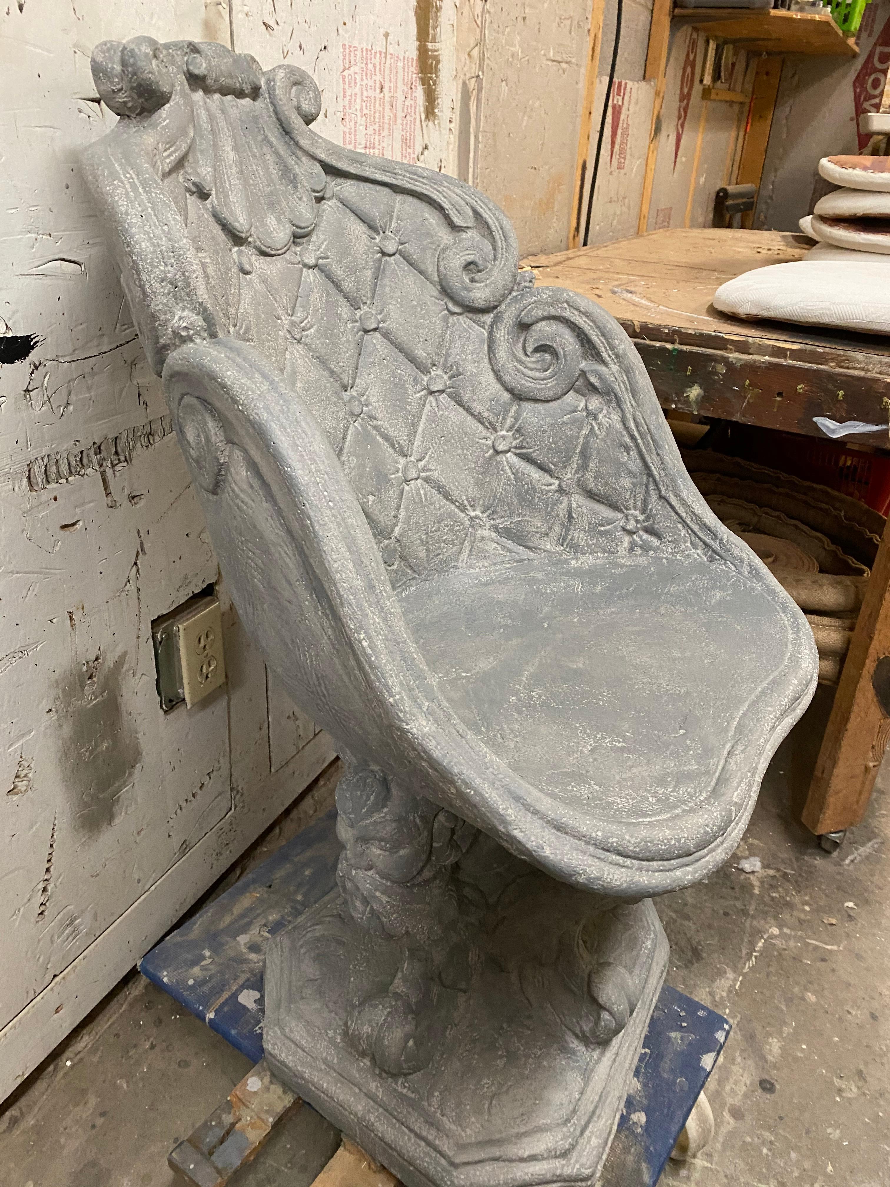 Cast Antique Concrete Garden Grotto Chair