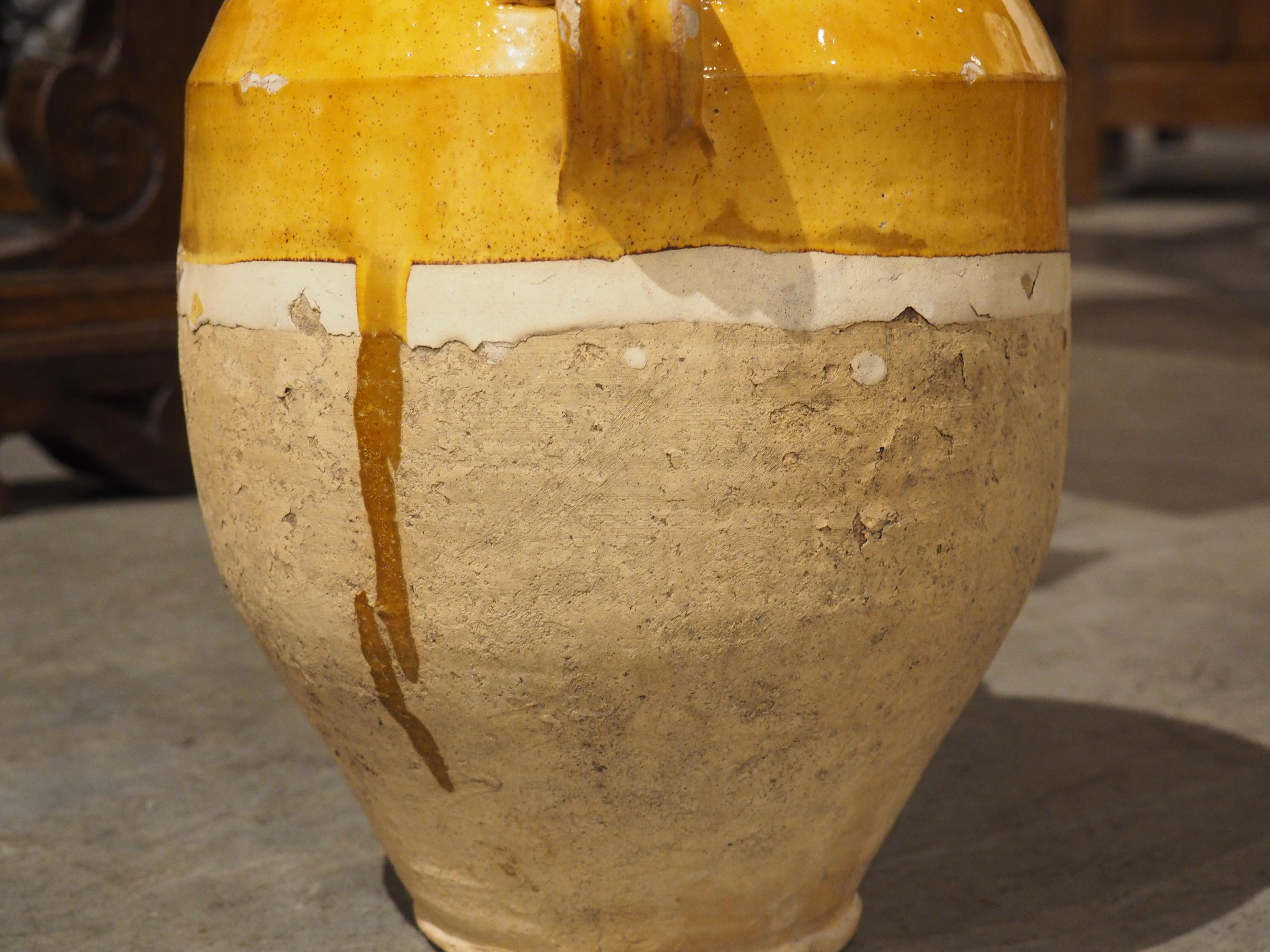 Hand-Painted Antique Confit Pot from Southwest France For Sale