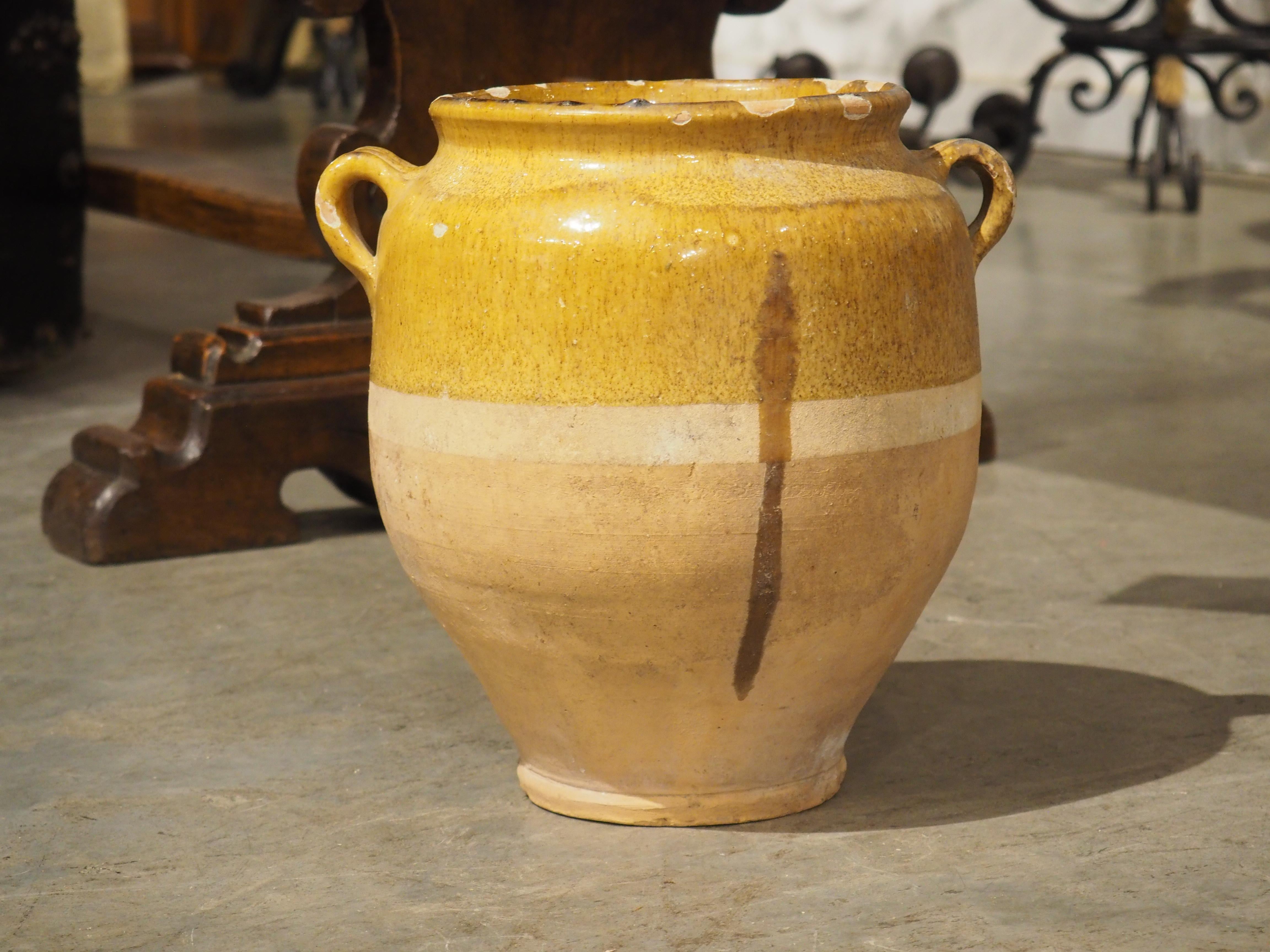 Earthenware Antique Confit Pot from Southwest France For Sale
