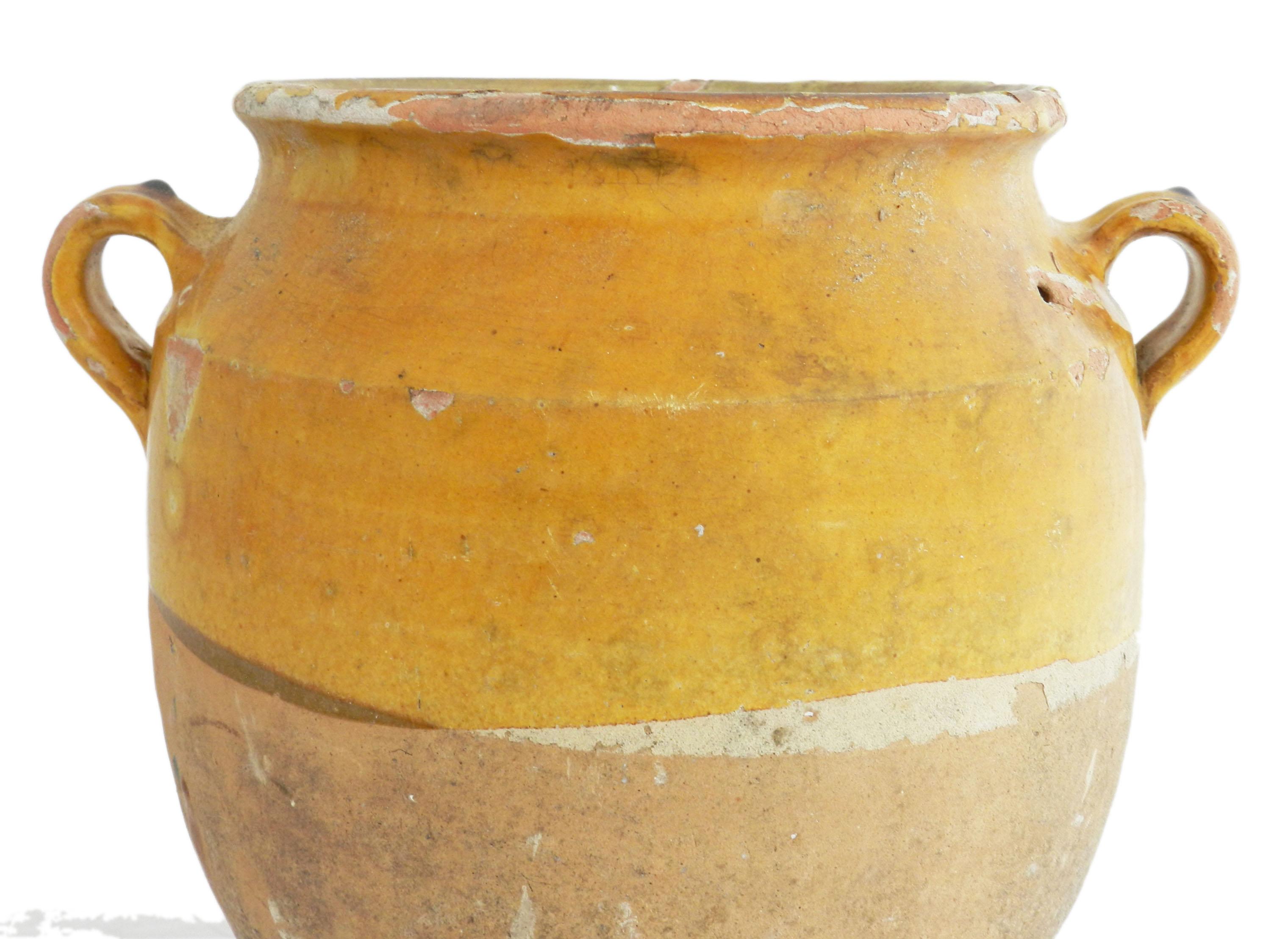 Provincial français Pot à confiture français ancien en terre cuite du 19ème siècle