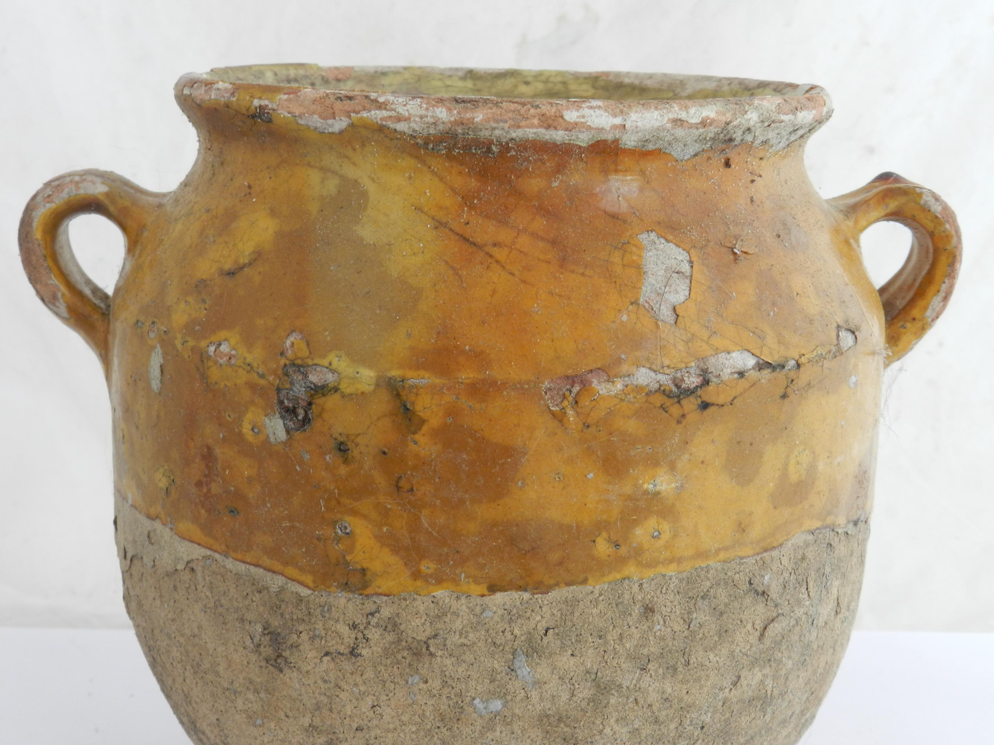 Late 19th Century Antique Confit Pot Jar French Terracotta 19th Century