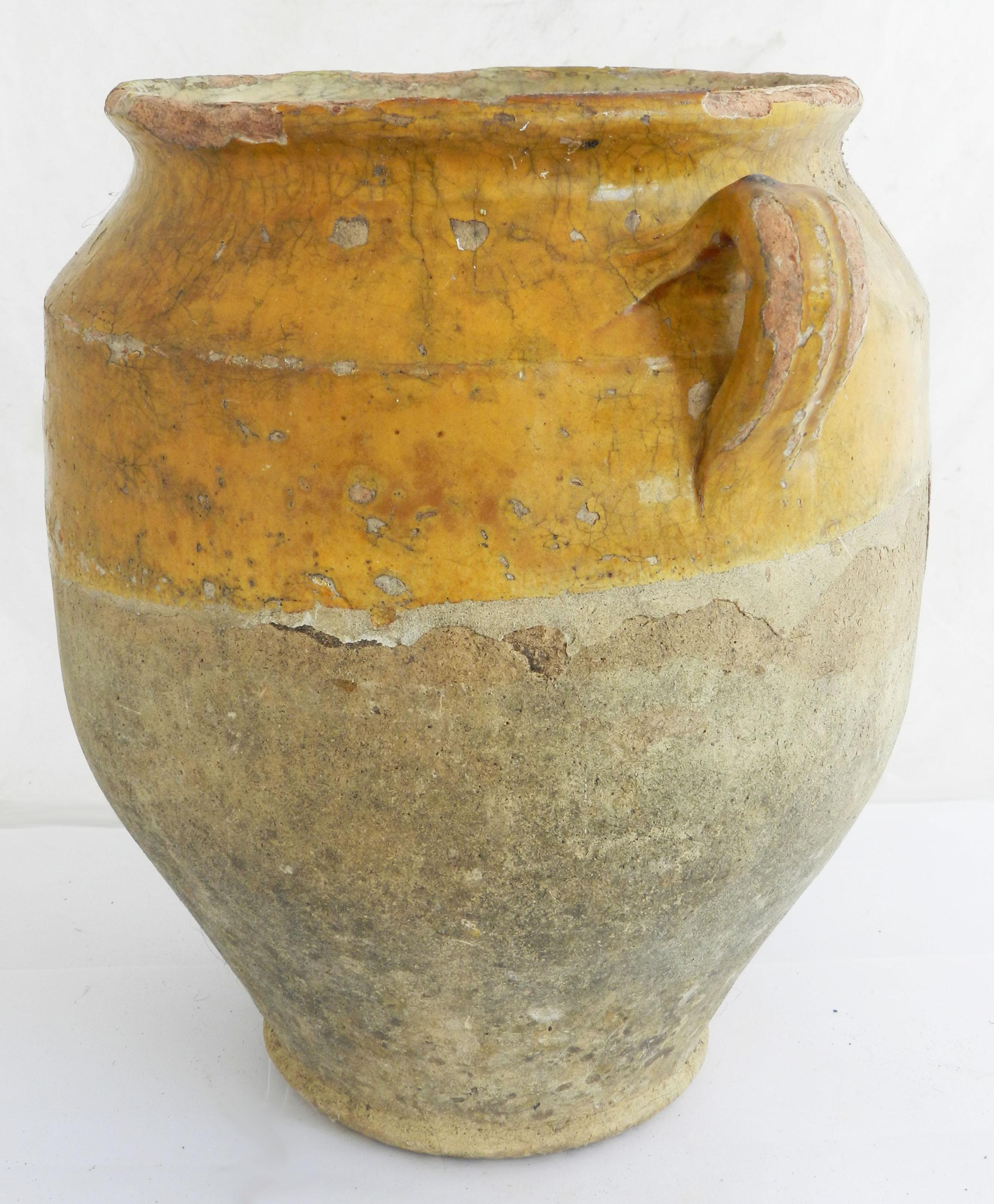Late 19th Century Antique Confit Pot Jar French Terracotta 19th Century