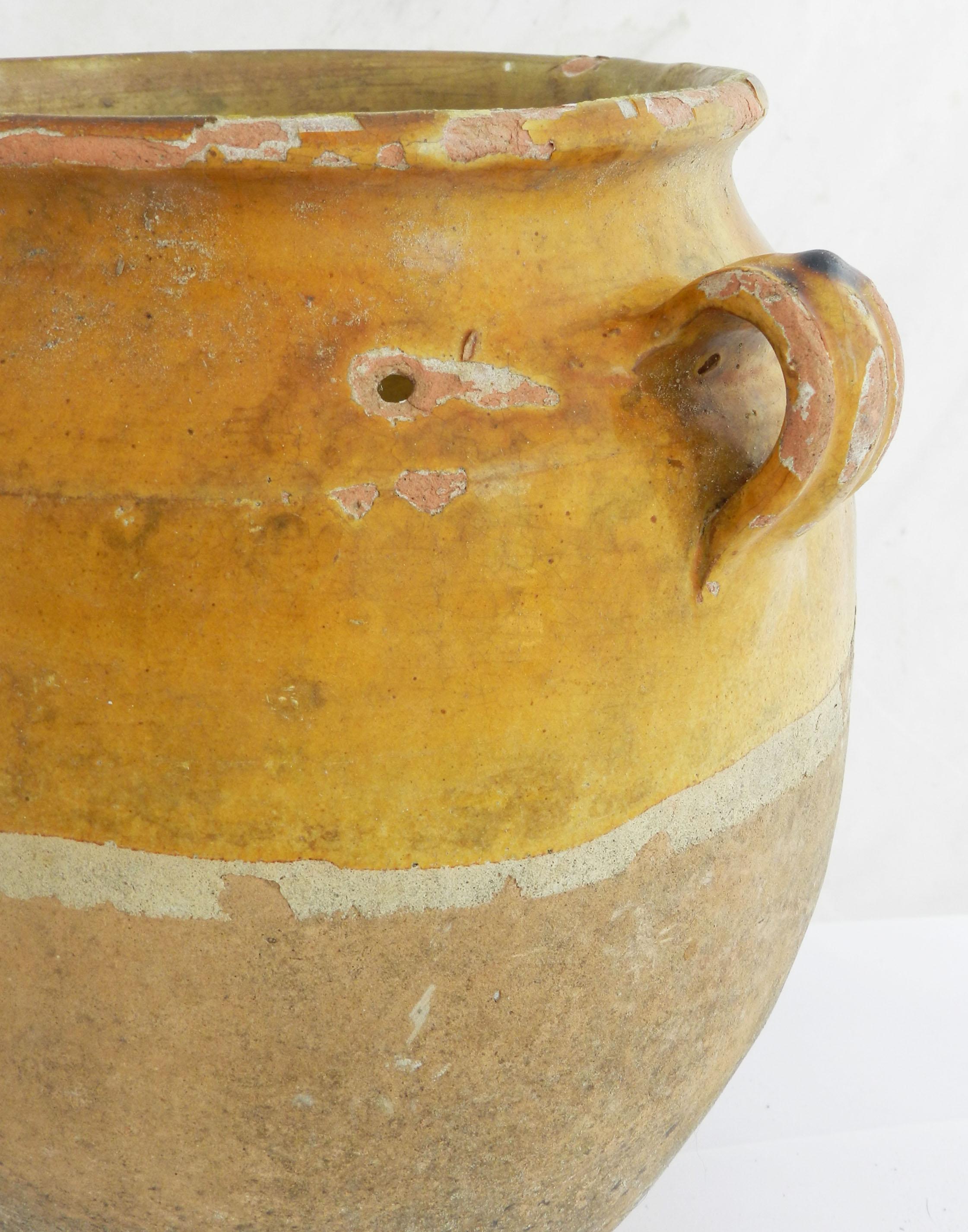 Fin du XIXe siècle Pot à confiture français ancien en terre cuite du 19ème siècle