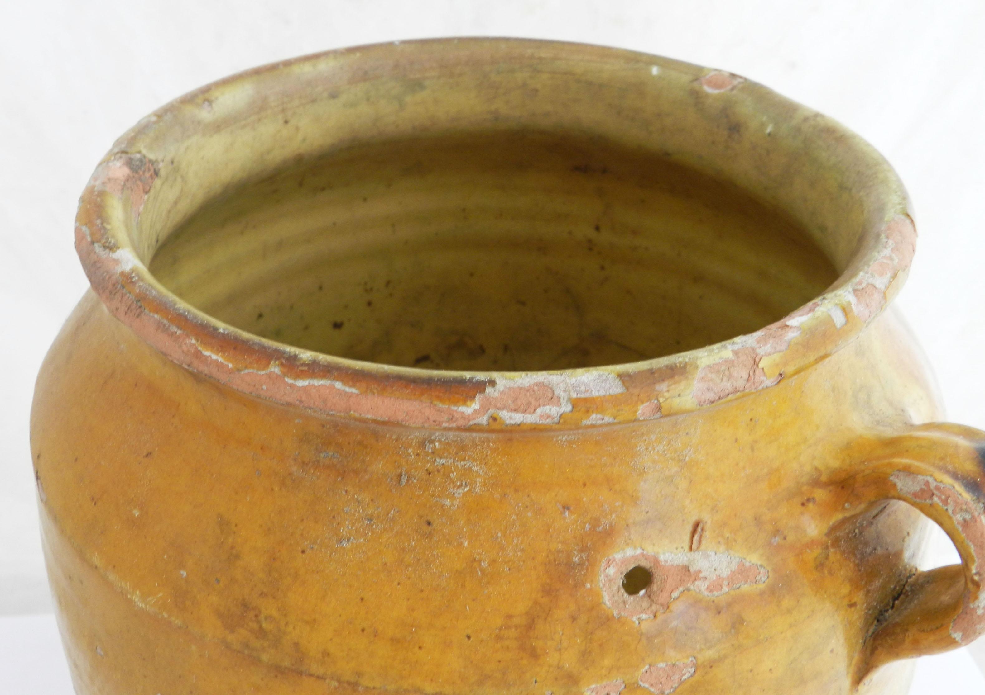 Pot à confiture français ancien en terre cuite du 19ème siècle 1