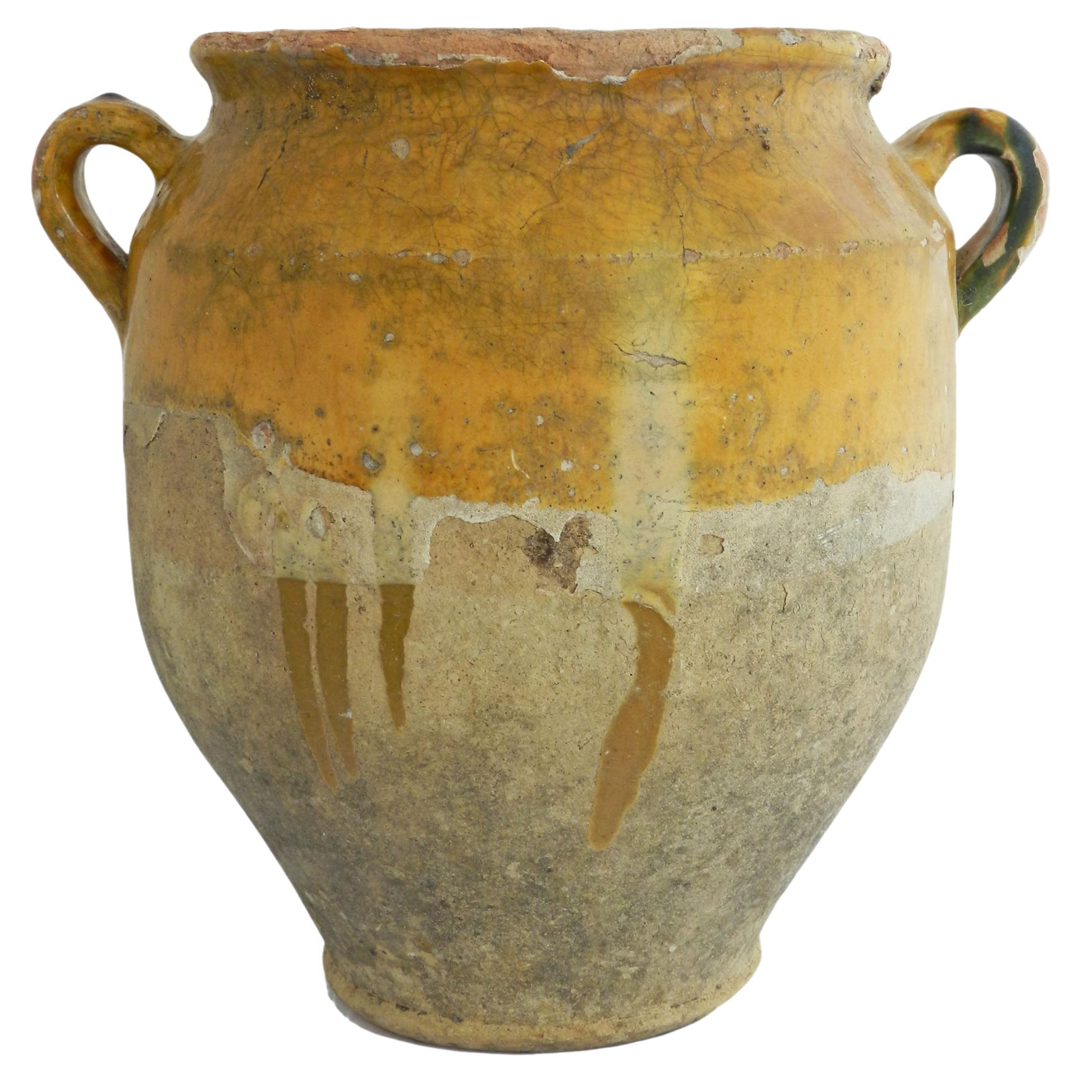 Antique Confit Pot Jar French Terracotta 19th Century