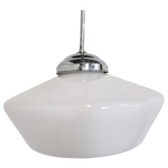 Antique Conical Opaline Pendant Light, 1930s
