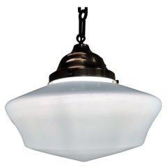 Antique Conical Opaline Pendant Lights, 1930s