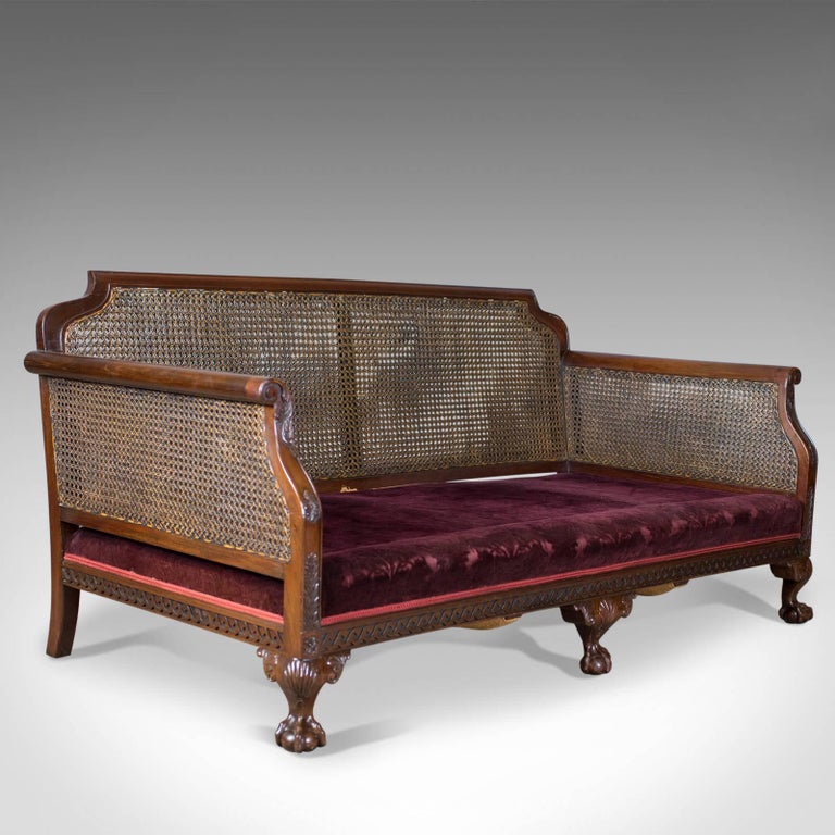 Antique Conservatory Suite, Bergère Sofa and Two Chairs, Edwardian