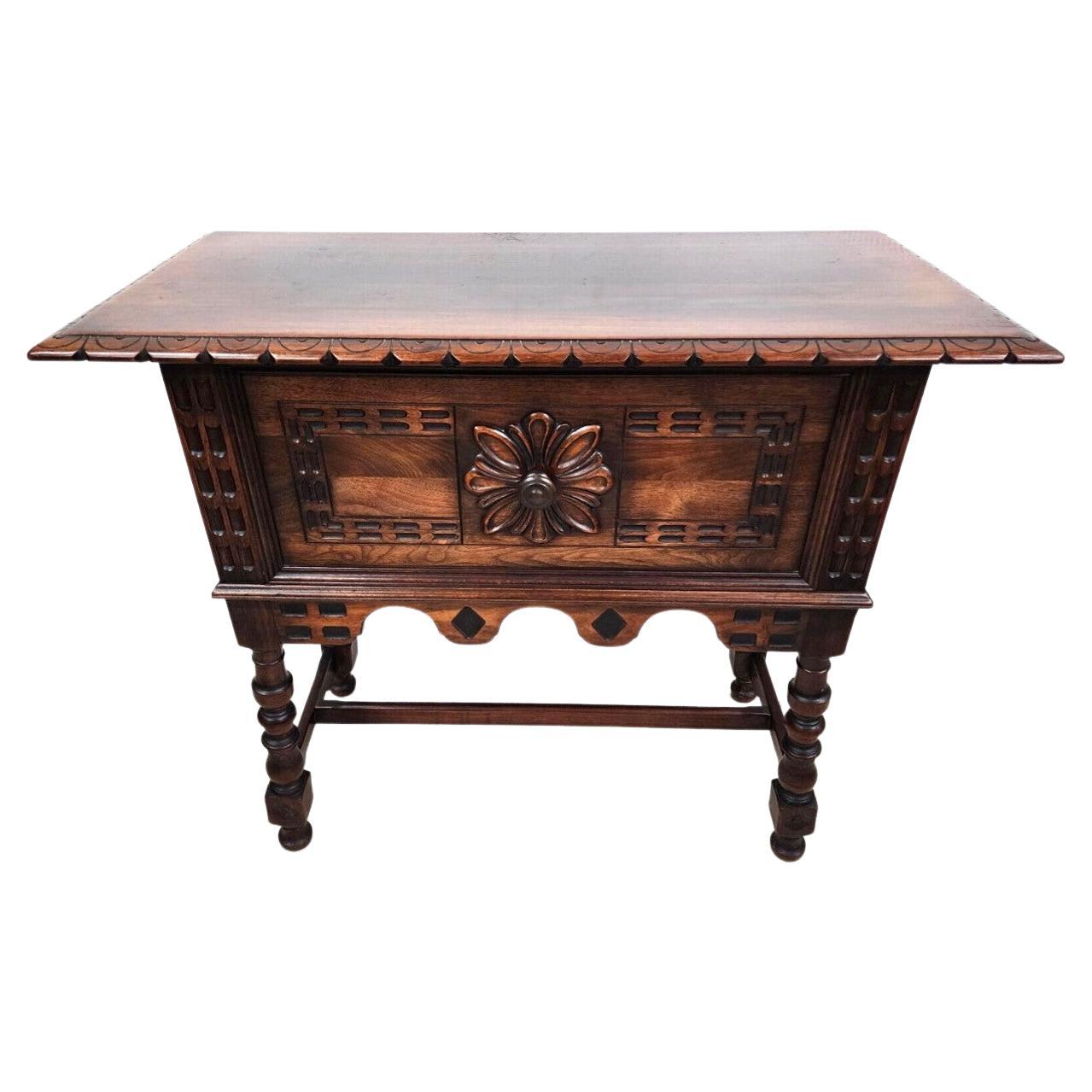 Antique Console Buffet Table Walnut by KITTINGER For Sale