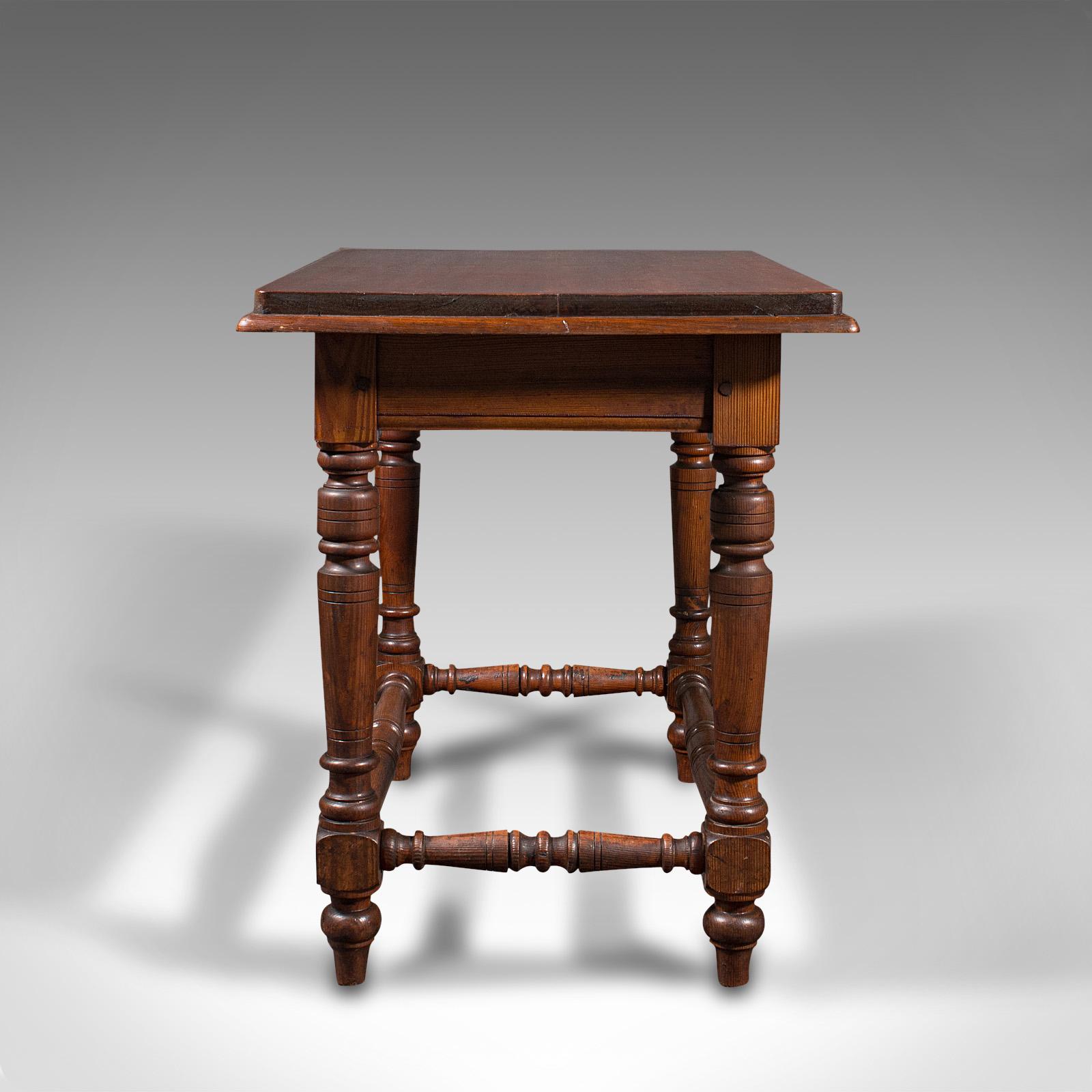 British Antique Console Table, English, Pine, Ecclesiastical, Side, Victorian, C.1880 For Sale