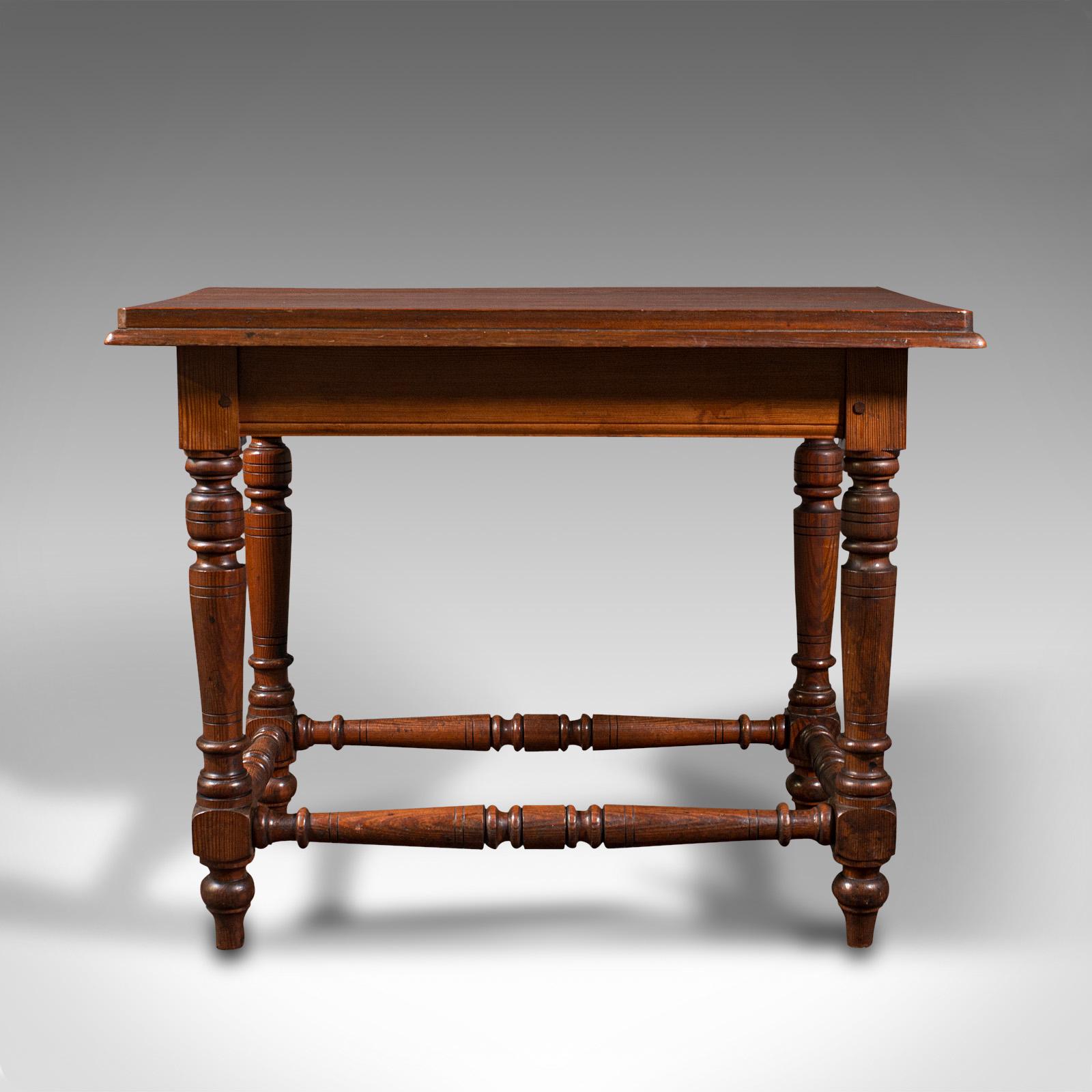 19th Century Antique Console Table, English, Pine, Ecclesiastical, Side, Victorian, C.1880 For Sale