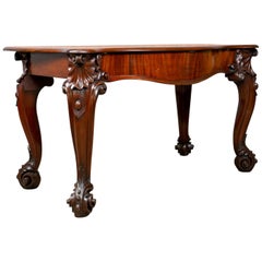 Antique Console Table, English Victorian Mahogany Serving, circa 1860