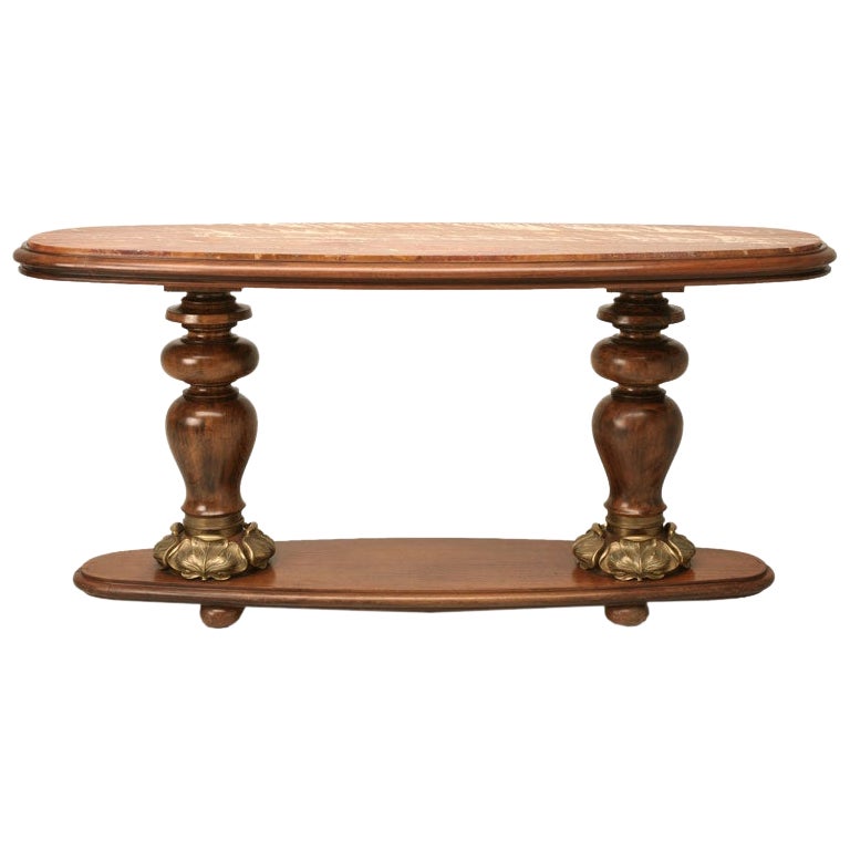 Antico tavolo da console in mogano, bronzo e onice in stile Art Nouveau c1890-1900 in vendita