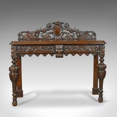 Antique Console Table, Mid 19th Century, Scottish, Oak, Carved, Side, circa 1860