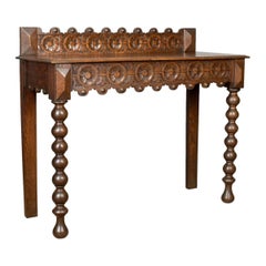 Antique Console Table, Scottish, Oak, Carved, 19th Century, circa 1890