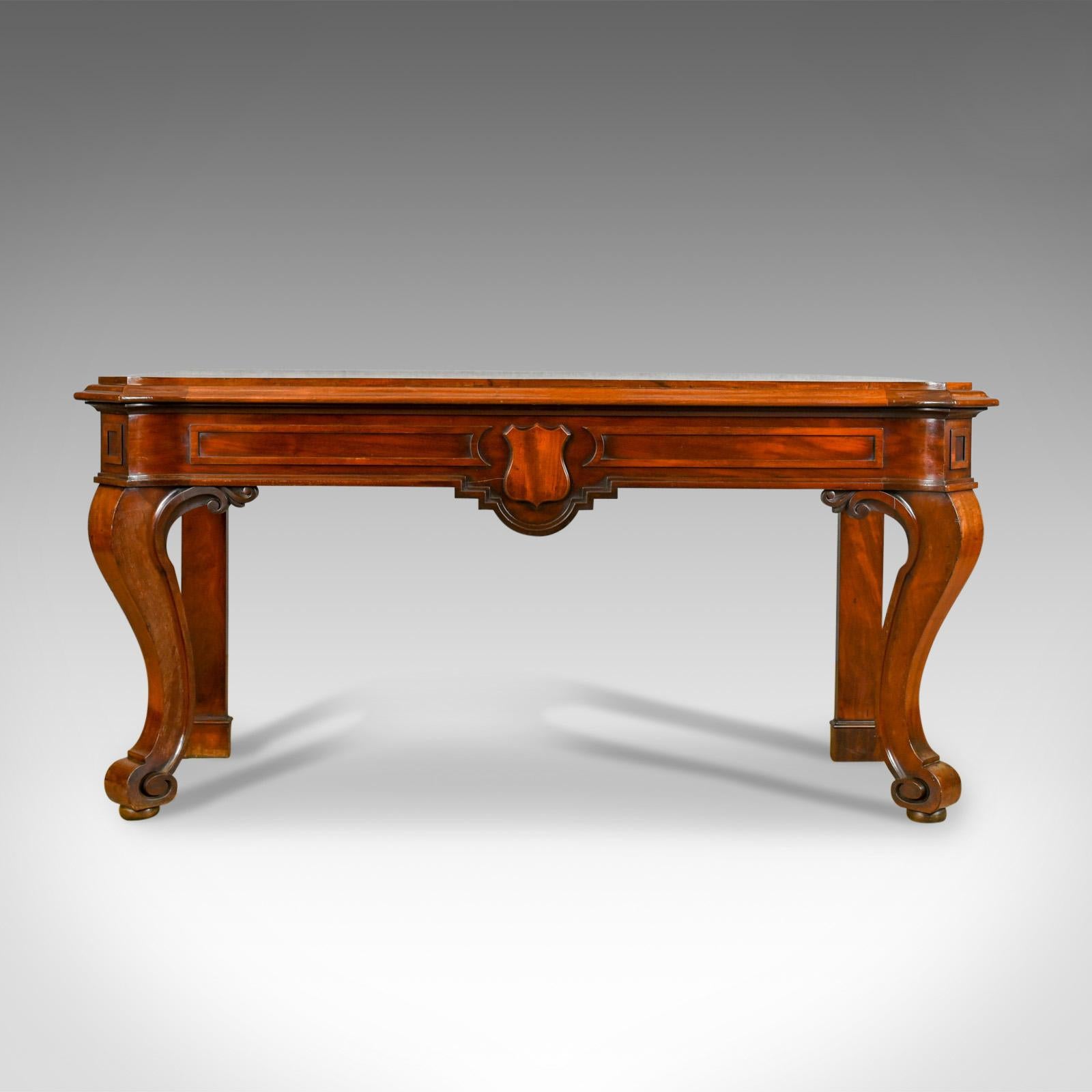This is an antique console table, a Scottish, William IV, mahogany, serving table dating to the early 19th century, circa 1835.

Elaborate and attractive console or serving table 
First class mahogany in generous cuts with a deep, rich