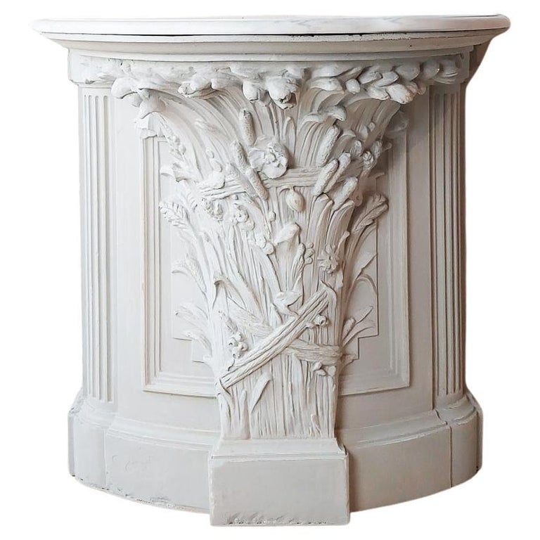 Antique console table with white marble top For Sale at 1stDibs