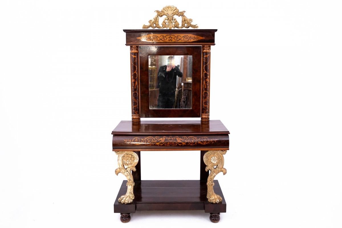 Antique console with mirror, circa 1840, Southern Europe. For Sale 4