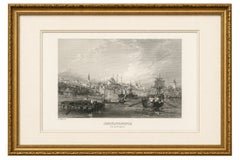 Antique Constantinople Bosphorus View Print, Ottoman Istanbul Panorama, ca.1860