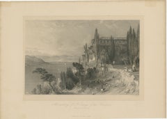Antique Constantinople Print, Allom St George Monastery Princes Islands, ca.1838