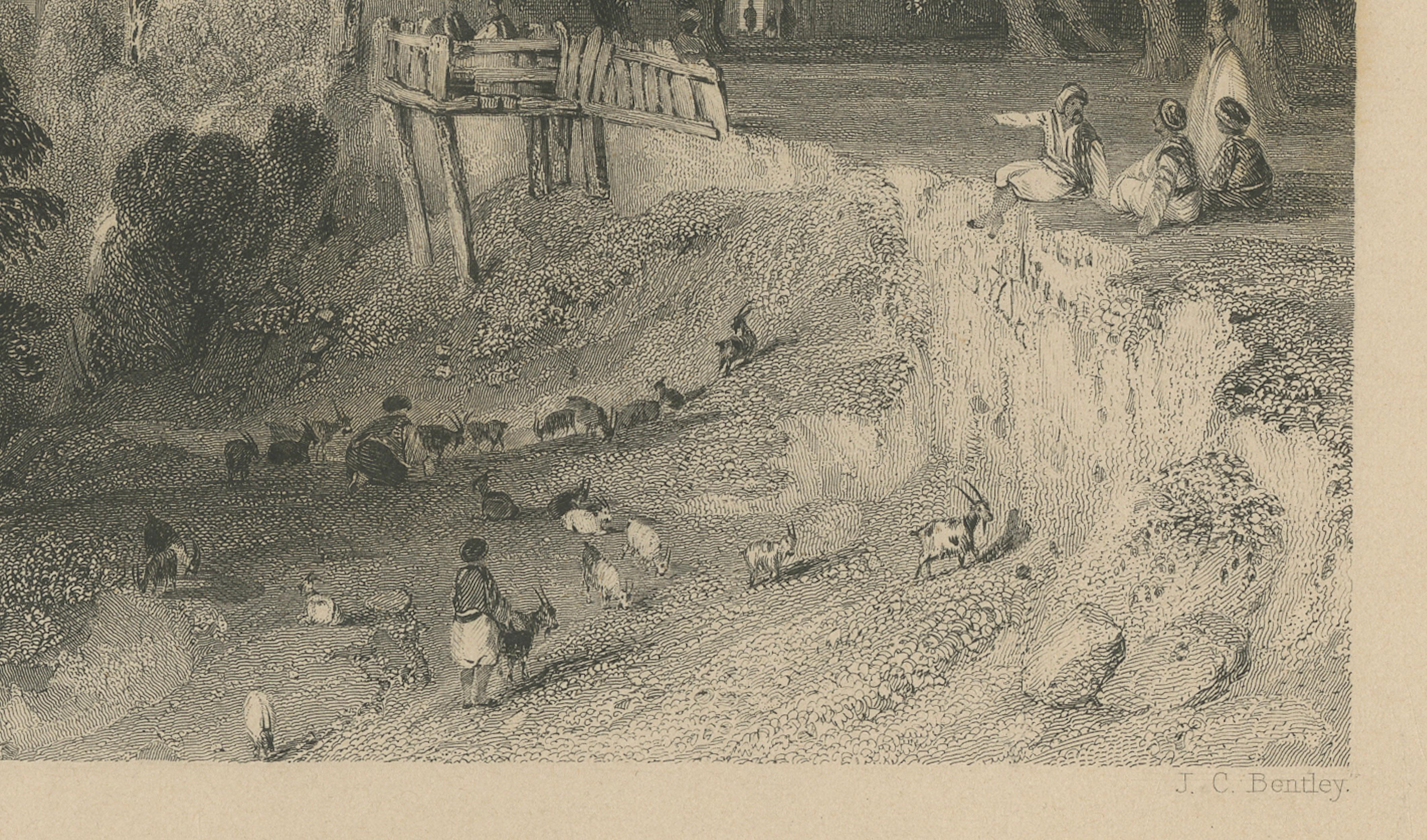 Antique Constantinople Print, Allom St George Monastery Princes Islands, ca.1838