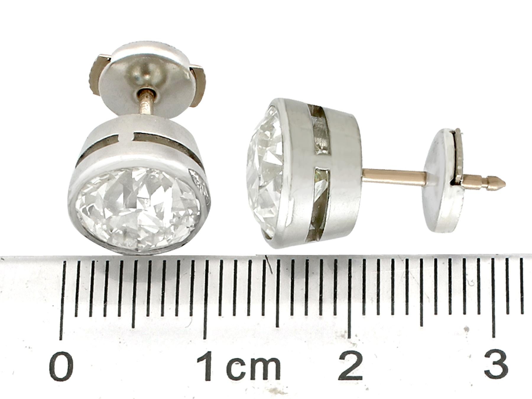 Women's or Men's Antique Contemporary 6.10 Carat Diamond White Gold Stud Earrings