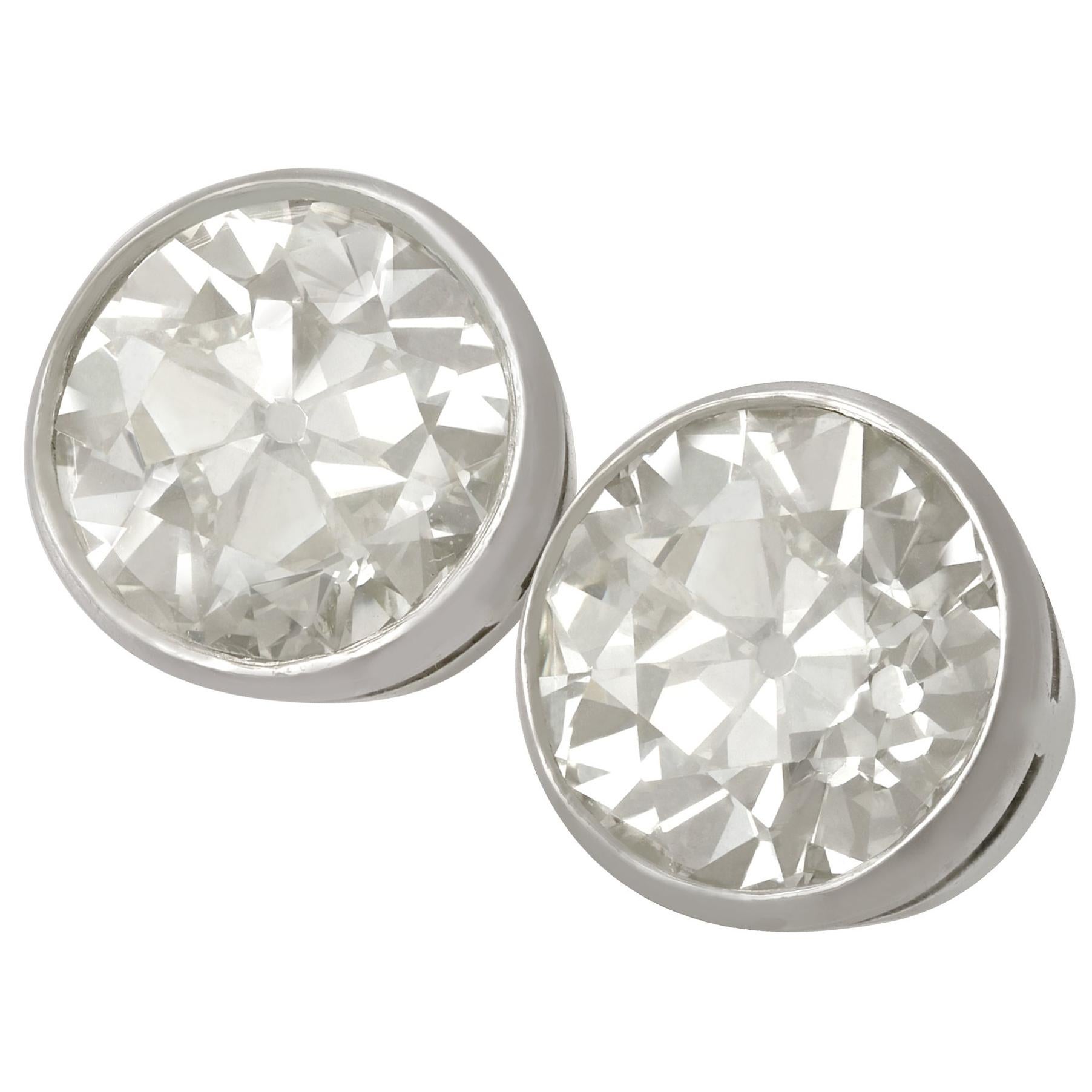 Antique Contemporary 6.10 Carat Diamond White Gold Stud Earrings