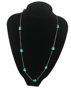 Antique Continental 8 Carat Gold Necklace with Turquoise Spacers