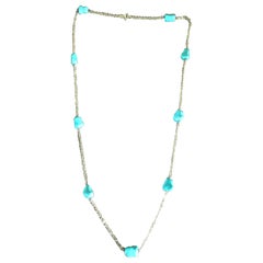 Antique Continental 8 Carat Gold Necklace with Turquoise Spacers