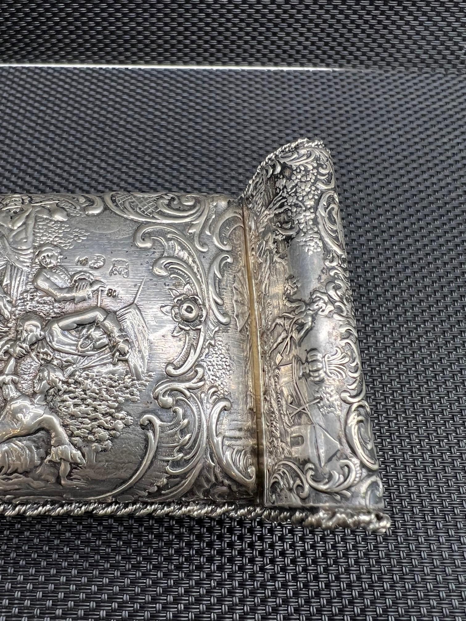Antique Continental .800 Silver Daybed Form Hinged Silver Inkwell For Sale 3