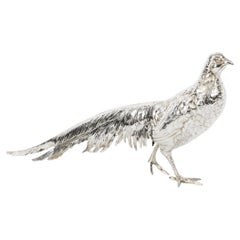 Antique faisan en argent 800 continental 19ème siècle
