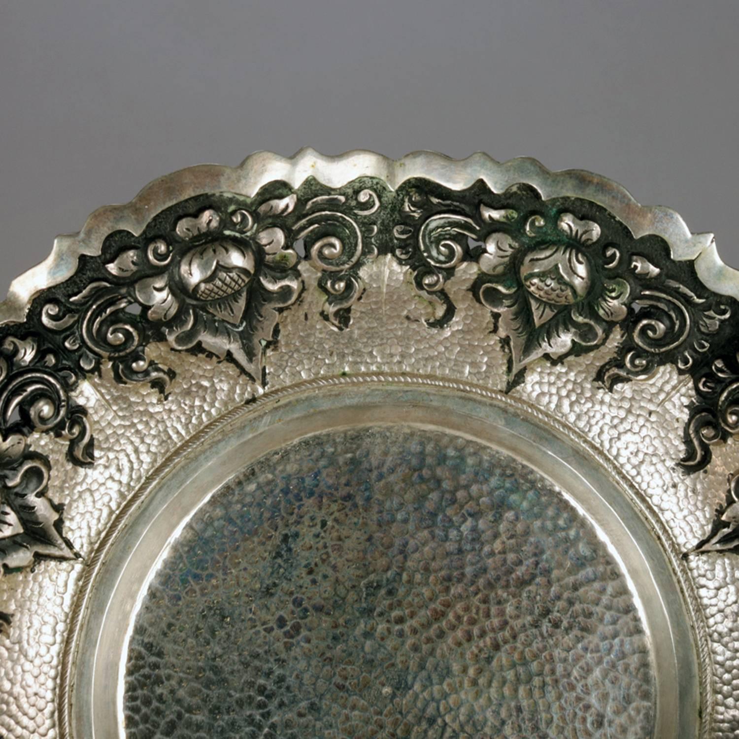 19th Century Antique Continental .800 Silver Reticulated Floral Repousse Bridal Basket 4.9toz For Sale