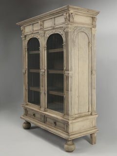 Antique Continental Armoire of Bookcase, Limed Oak Finish, Completely Restored