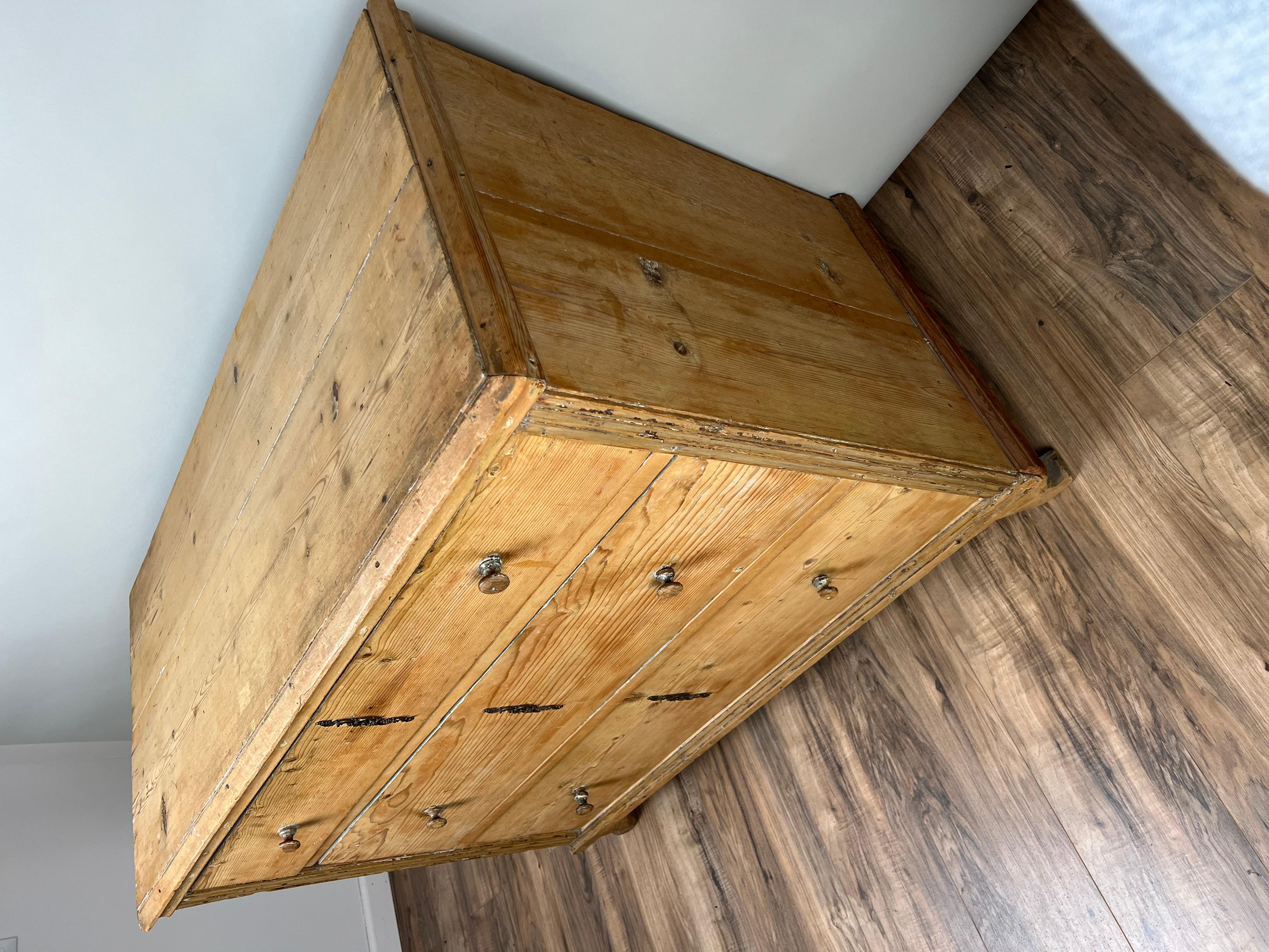 French Antique Continental Biedermeier Pine Three Drawer Chest c. Early 19th Century