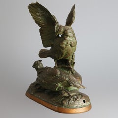 Continental Bronzed Metal Figural Pheasant Sculpture Grouping, circa 1900