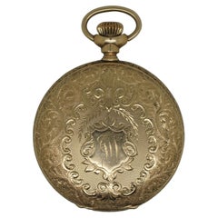 Montre de poche ancienne continentale Brooklyn Eagle Case en or 8 carats pour femmes
