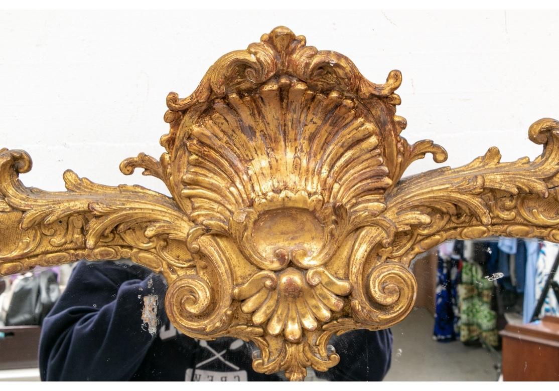 19th Century Antique Continental Carved and Gilt Cartouche Form Mirror