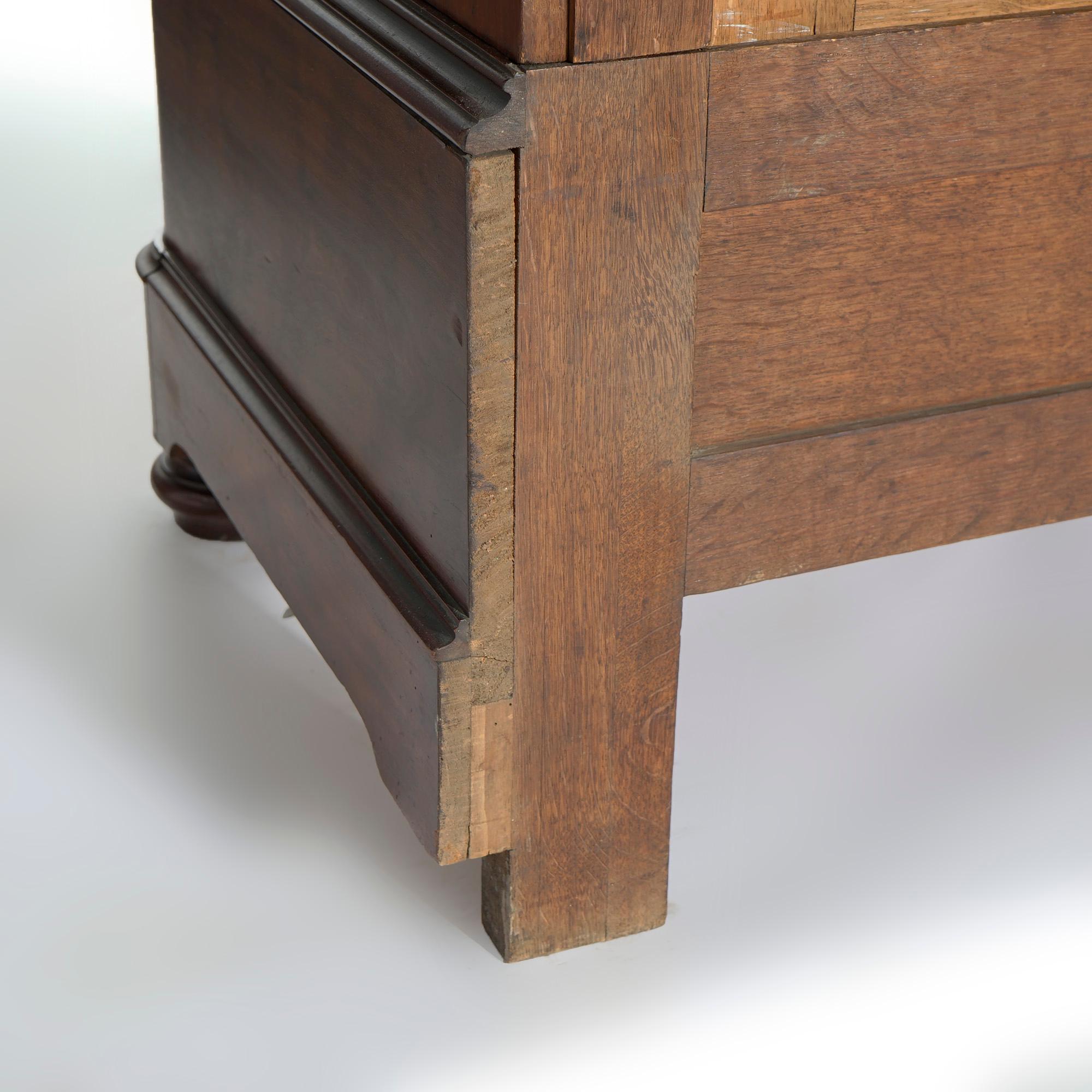 Antique Continental Carved Flame Mahogany Mirrored Armoire, C1880 10