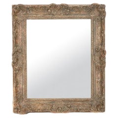 Antique Continental Carved Gilt Wood Gesso Wall Mirror Late 19th Century