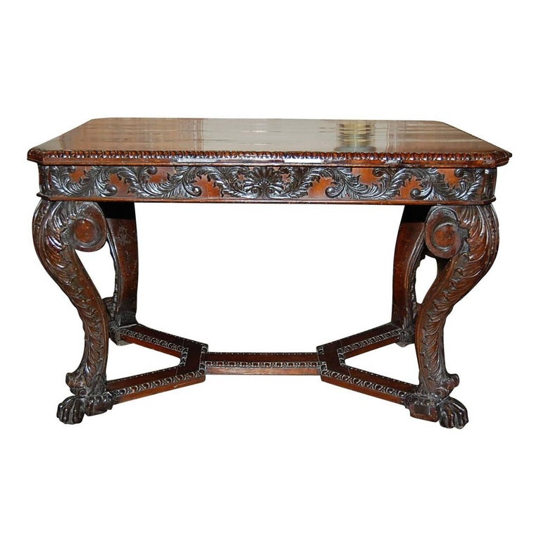 Antique Continental Carved Mahogany Center Table For Sale at 1stdibs