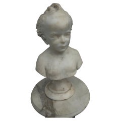 Antique Continental Carved White Marble of a Young Boy